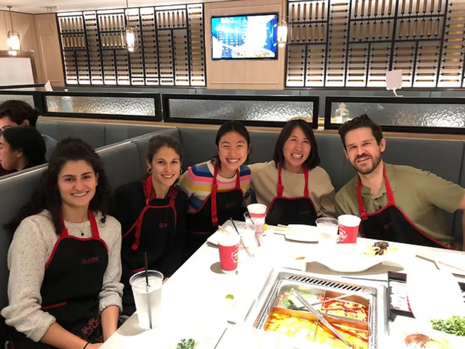 Group eating hot pot