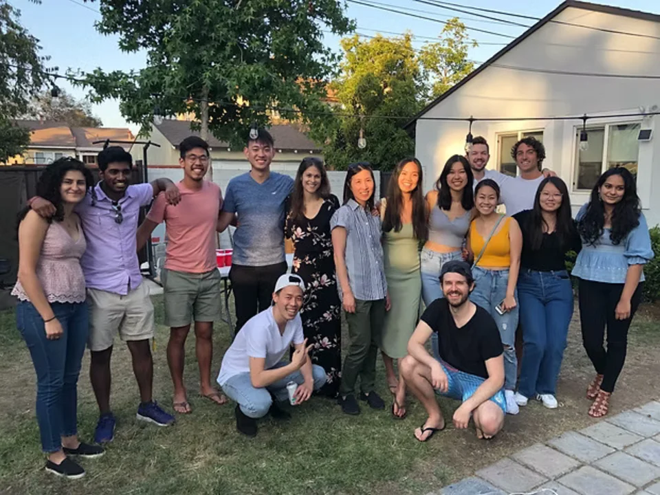 Group standing together in backyard