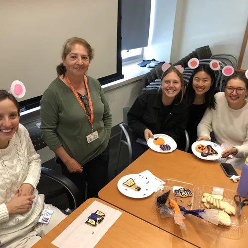 Group eating lunch with mouse ears