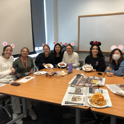 Group eating lunch with mouse ears