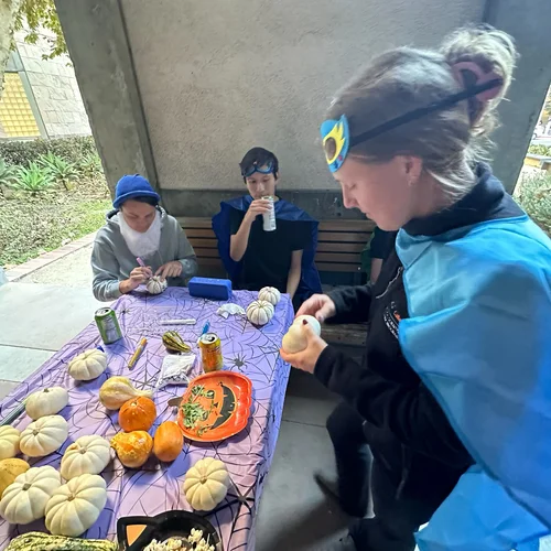 Halloween costume party with food