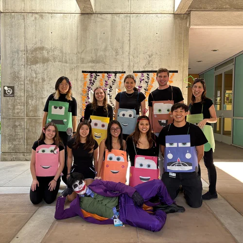 Group picture wearing car costumes