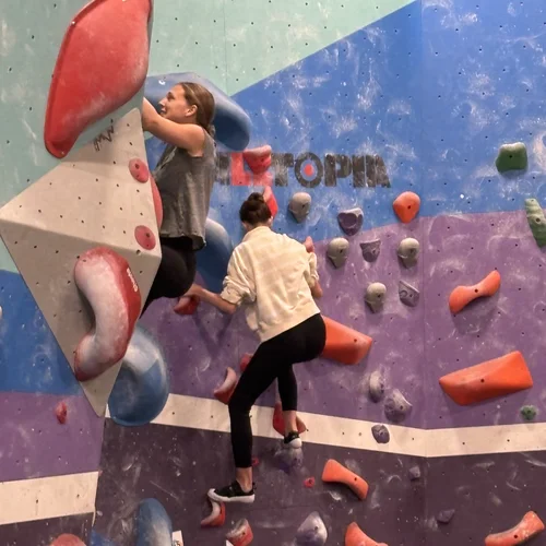 Niki and Kyleigh rock climbing
